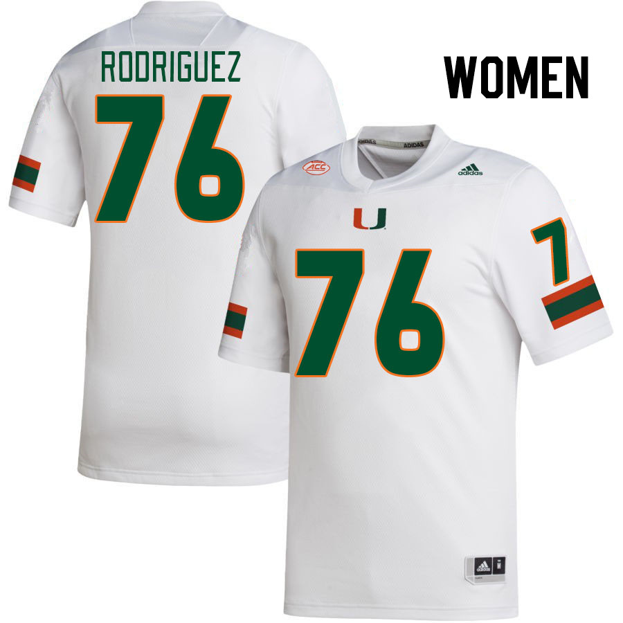 Women #76 Ryan Rodriguez Miami Hurricanes College Football Jerseys Stitched-White - Click Image to Close